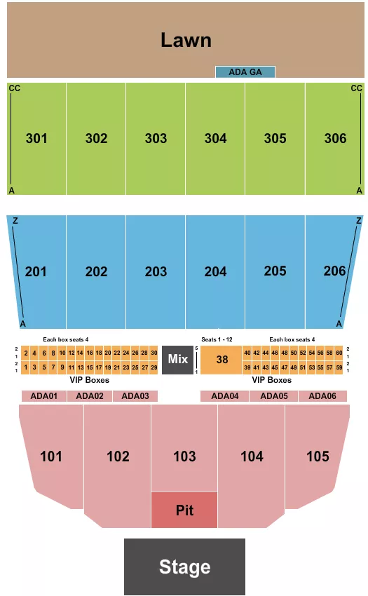 ENDSTAGE SMALL MIDDLE GA PIT Seating Map Seating Chart