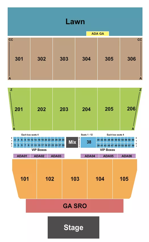 ENDSTAGE SMALL SRO Seating Map Seating Chart