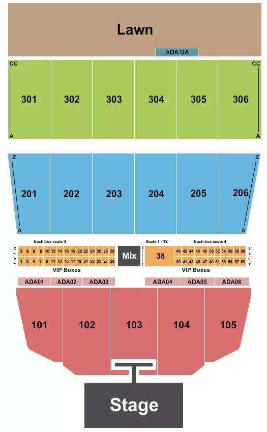 ENDSTAGE WITH CATWALK Seating Map Seating Chart