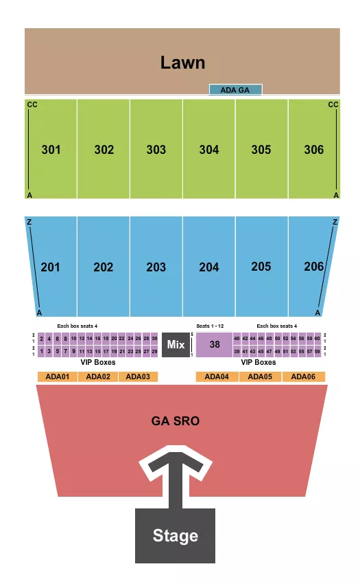 THE LUMINEERS Seating Map Seating Chart