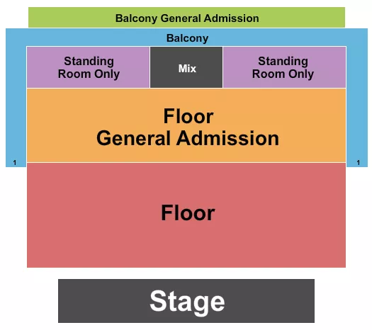 MARQUEE THEATRE AZ ENDSTAGE RSV GA FLOOR Seating Map Seating Chart