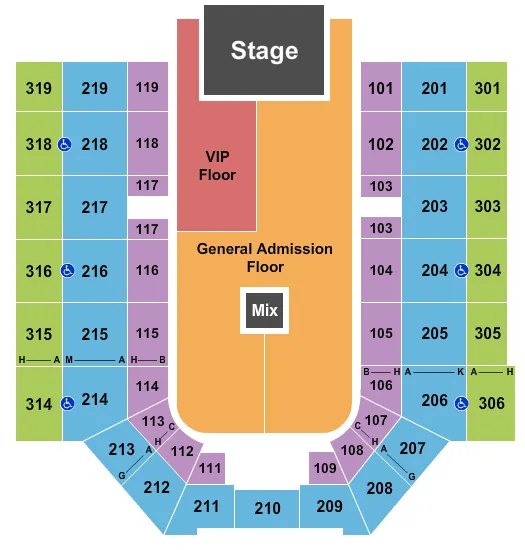 CODY JOHNSON Seating Map Seating Chart