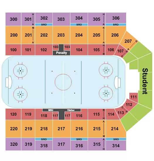 HOCKEY W STUDENT Seating Map Seating Chart