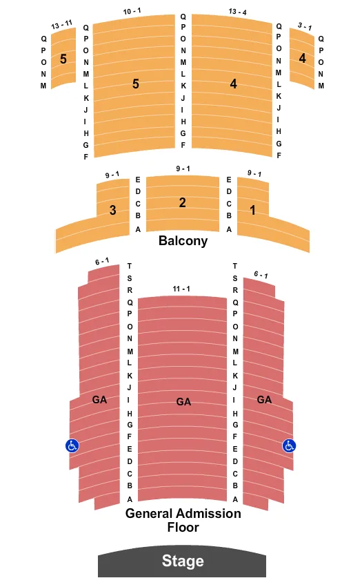 ENDSTAGE GA FLR RSVD BALC Seating Map Seating Chart