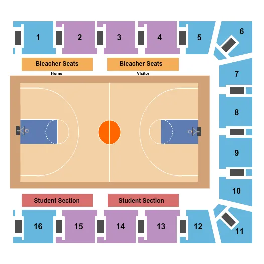 MCDOUGALD MCLENDON GYMNASIUM BASKETBALL Seating Map Seating Chart