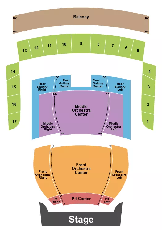 MCKNIGHT CENTER FOR THE PERFORMING ARTS PERFORMANCE HALL END STAGE Seating Map Seating Chart