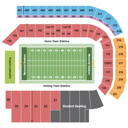 MEMORIAL STADIUM KS FOOTBALL 2 Seating Map Seating Chart