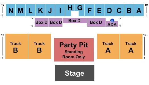 ENDSTAGE W PARTY PIT Seating Map Seating Chart