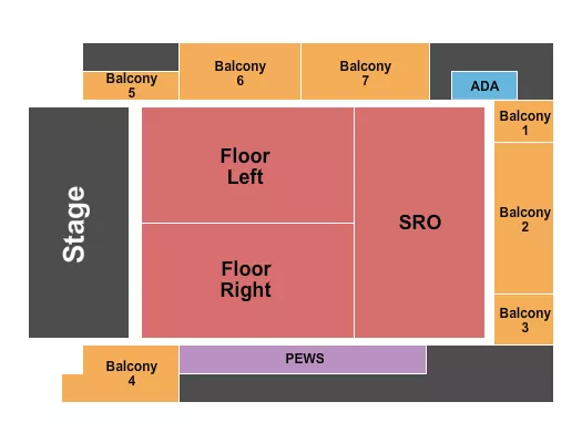 ENDSTAGE FLR LEFT RIGHT SRO NUMBERED BALC Seating Map Seating Chart