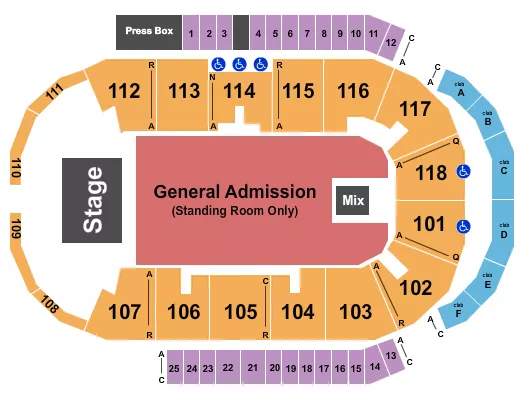 ENDSTAGE GA FLOOR Seating Map Seating Chart