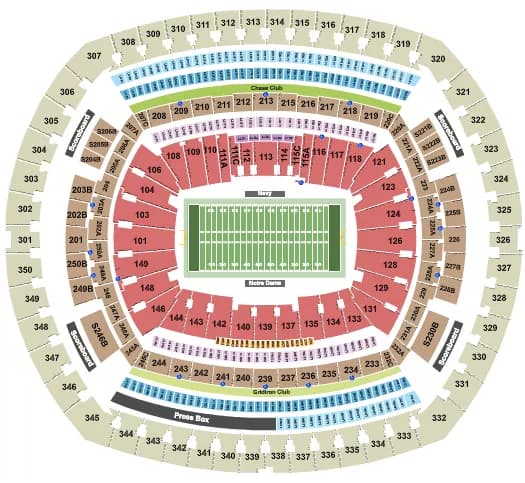 FOOTBALL NOTRE DAME VS NAVY Seating Map Seating Chart