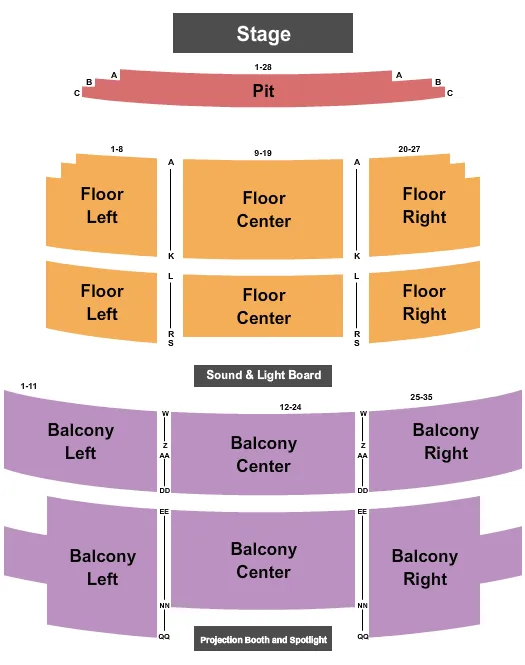 MICHIGAN THEATRE JACKSON END STAGE Seating Map Seating Chart