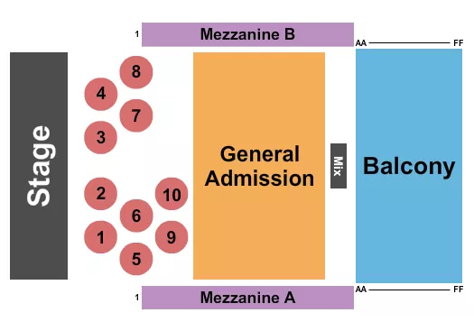 MICKEYS BLACK BOX ENDSTAGE TABLES Seating Map Seating Chart