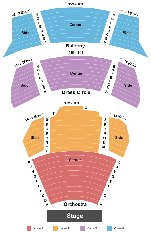 ENDSTAGE INT ZONE Seating Map Seating Chart