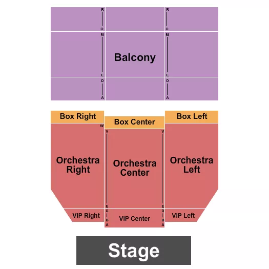 MILLER THEATER GA ENDSTAGE VIP Seating Map Seating Chart