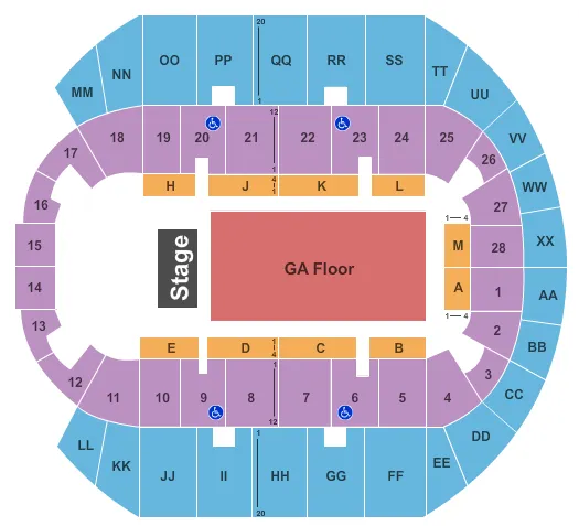 ENDSTAGE W GA FLOOR Seating Map Seating Chart