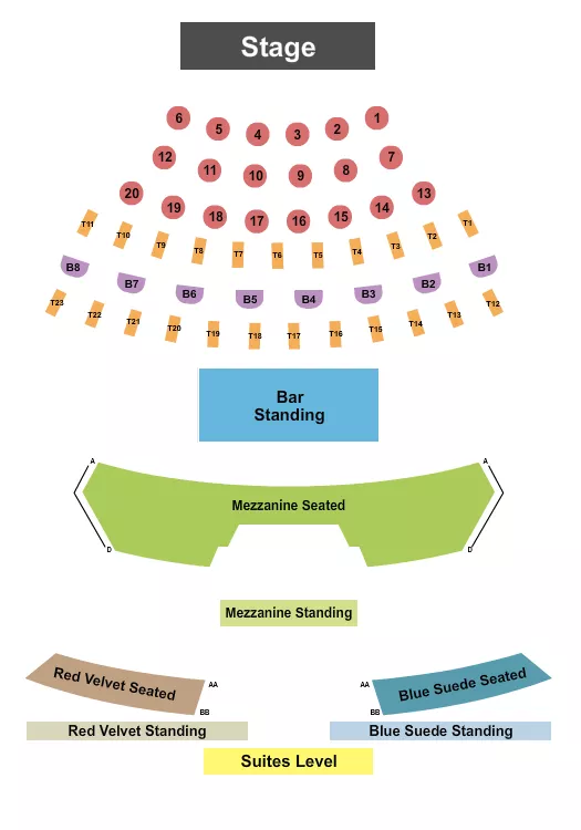 MISSISSIPPI MOON BAR DIAMOND JO CASINO ENDSTAGE TABLES Seating Map Seating Chart