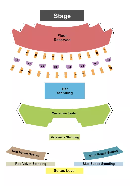 MISSISSIPPI MOON BAR DIAMOND JO CASINO ENDSTAGE Seating Map Seating Chart