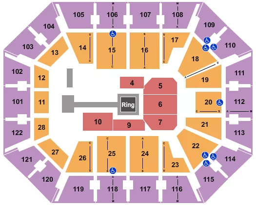 MOHEGAN SUN ARENA CT BARE KNUCKLE FIGHTING Seating Map Seating Chart