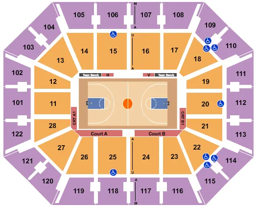 MOHEGAN SUN ARENA CT BASKETBALL Seating Map Seating Chart