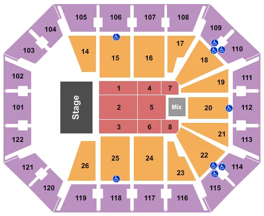 MOHEGAN SUN ARENA CT ENDSTAGE 4 Seating Map Seating Chart