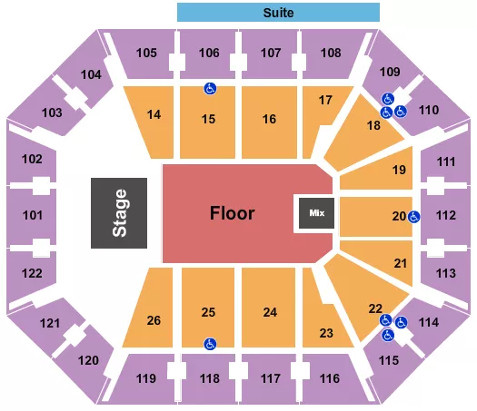 MOHEGAN SUN ARENA CT ENDSTAGE GA FLOOR 2 Seating Map Seating Chart