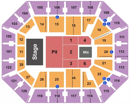 MOHEGAN SUN ARENA CT ENDSTAGE GA PIT 4 Seating Map Seating Chart