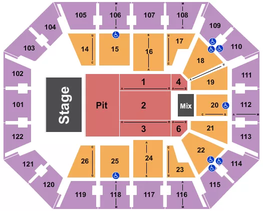 MOHEGAN SUN ARENA CT ENDSTAGE GA PIT 5 Seating Map Seating Chart