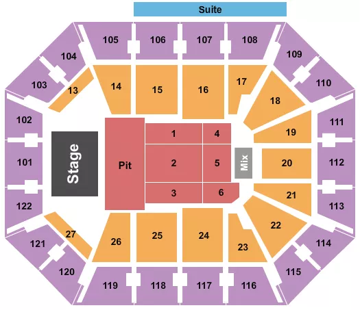 MOHEGAN SUN ARENA CT ENDSTAGE GA PIT Seating Map Seating Chart