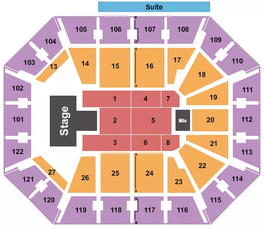MOHEGAN SUN ARENA CT ENDSTAGE WIDE CATWALK Seating Map Seating Chart