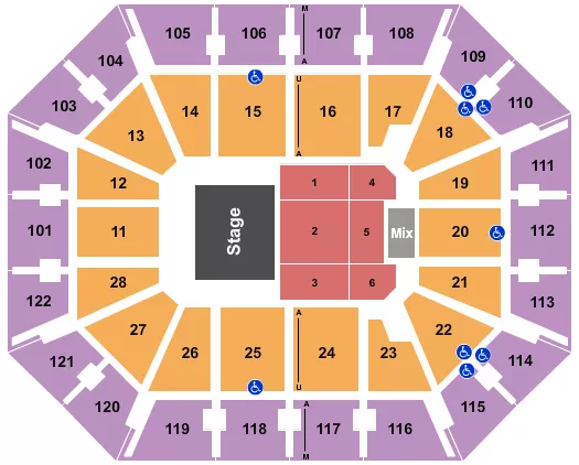 MOHEGAN SUN ARENA CT HALF HOUSE 4 Seating Map Seating Chart