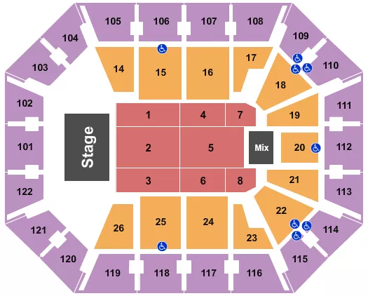 MOHEGAN SUN ARENA CT ENDSTAGE 2 Seating Map Seating Chart