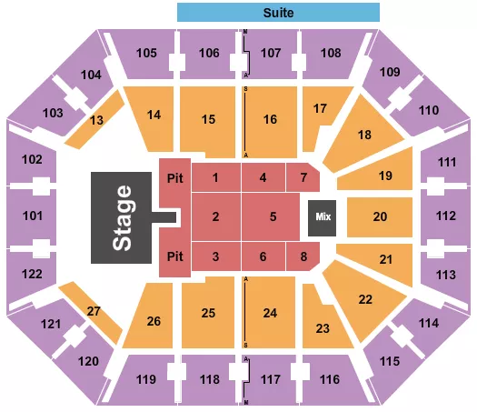 MOHEGAN SUN ARENA CT TUCKER WETMORE Seating Map Seating Chart
