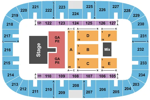 JUSTIN MOORE Seating Map Seating Chart