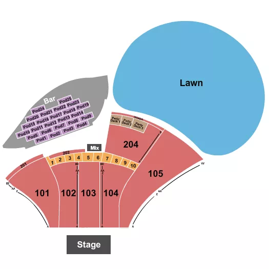 ENDSTAGE W BOXES 205 NO PIT Seating Map Seating Chart