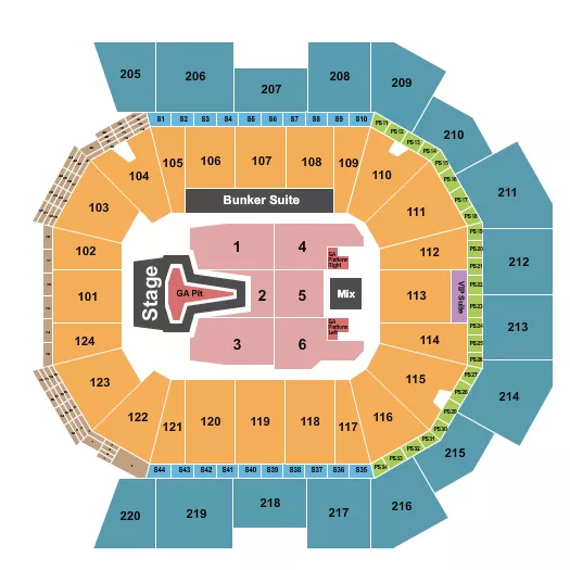 PHIL WICKHAM Seating Map Seating Chart