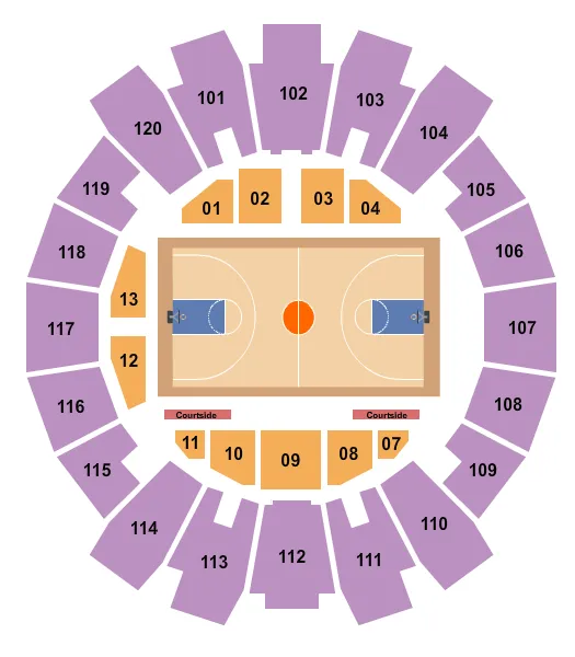 MOODY COLISEUM ABILENE CHRISTIAN UNIVERSITY BASKETBALL Seating Map Seating Chart