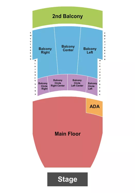 MOORE THEATRE WA GA FLOOR RSV SPLIT BALCONY Seating Map Seating Chart