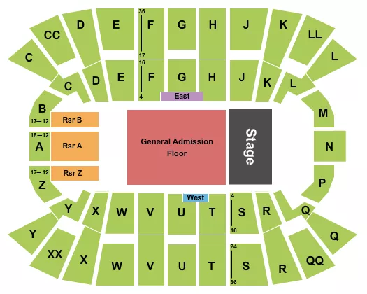 ENDSTAGE GA FLOOR Seating Map Seating Chart