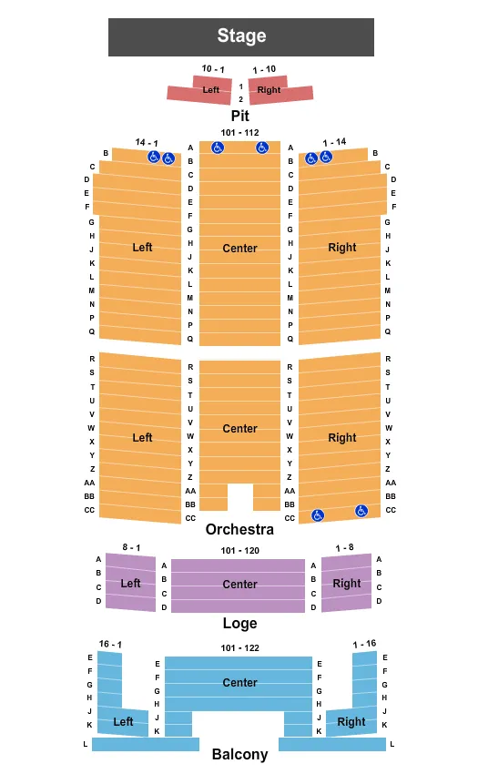 MURPHEY PERFORMANCE HALL SAN ANGELO PERFORMING ARTS CENTER ENDSTAGE Seating Map Seating Chart