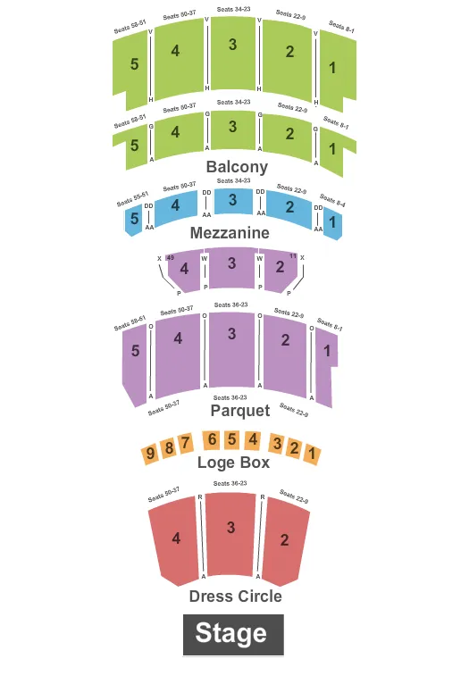 END STAGE Seating Map Seating Chart