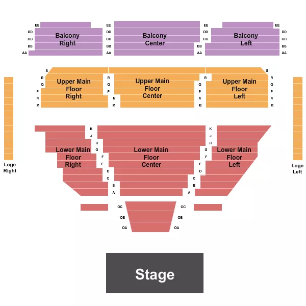 END STAGE Seating Map Seating Chart