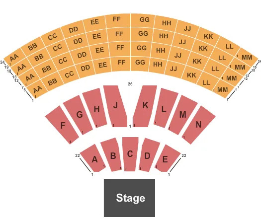 MYSTIC LAKE AMPHITHEATRE PRIOR LAKE END STAGE Seating Map Seating Chart
