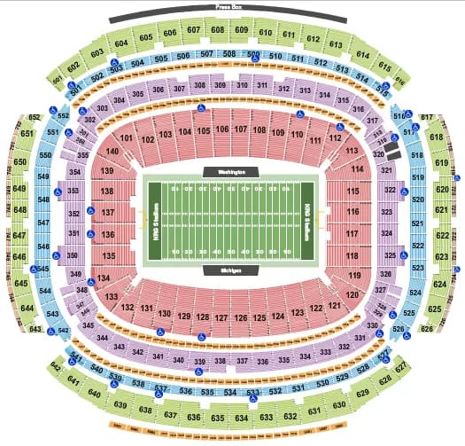 FOOTBALL ROW COLLEGE Seating Map Seating Chart