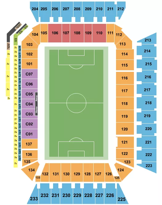 SOCCER NASHVILLE SC Seating Map Seating Chart