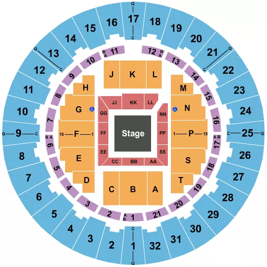 NEAL S BLAISDELL CENTER ARENA CENTER STAGE Seating Map Seating Chart