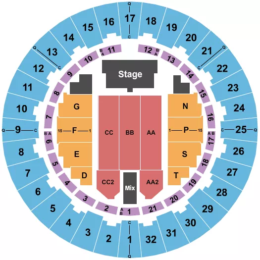 NEAL S BLAISDELL CENTER ARENA ENDSTAGE 4 Seating Map Seating Chart