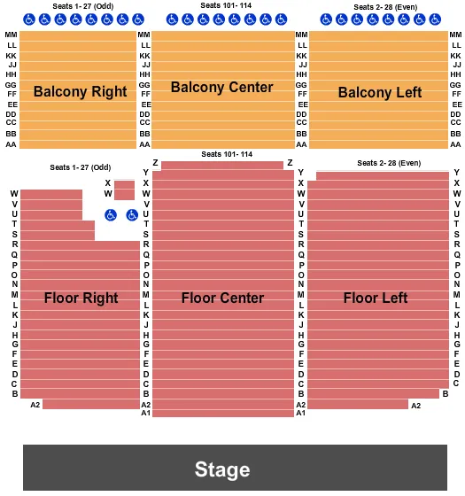 END STAGE Seating Map Seating Chart