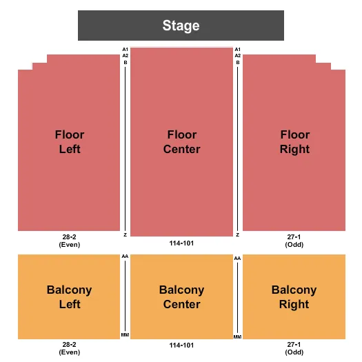 END STAGE Seating Map Seating Chart