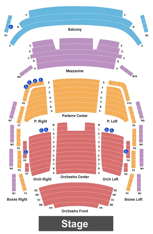 UNIVERSITY OF DENVER NEWMAN CENTER GATES CONCERT HALL END STAGE Seating Map Seating Chart